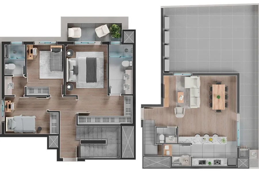 Duplex - 3 Suítes - 113,96m² + 53,35m² (Terraço)