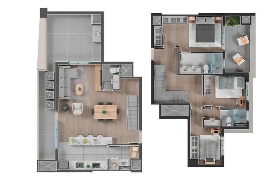 Duplex - 3 Suítes - 111,73m² + 23,48m² (Terraço)