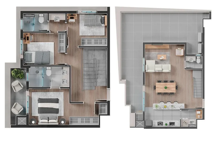 Duplex - 3 Suítes - 107,50m² + 43,83m² (Terraço)