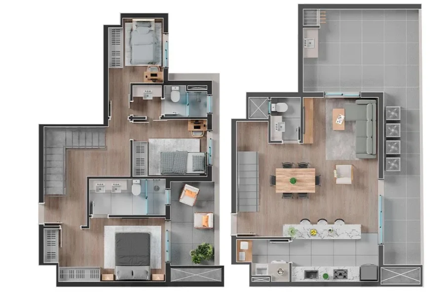 Duplex - 3 Suítes - 111,36m² + 28,34m² (Terraço)